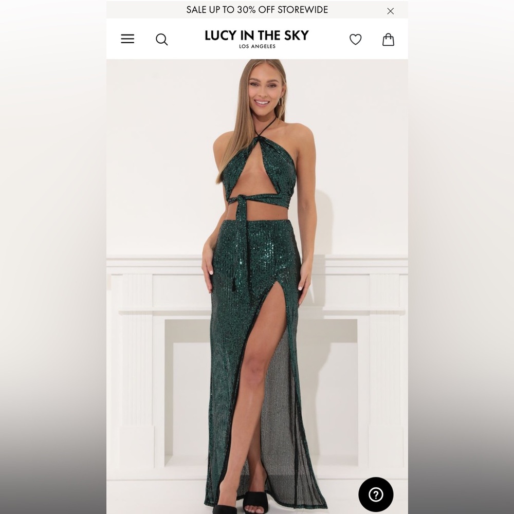 Emerald Green Two Piece Sequin Set - image 2